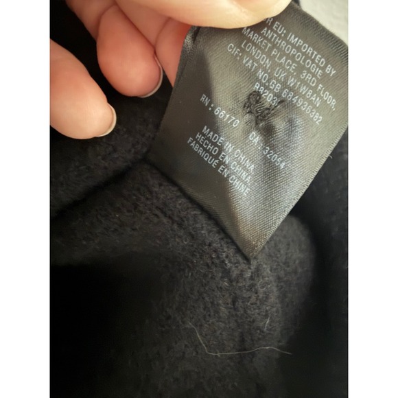 Anthropologie Field Flower 100% Wool Black with Navy Blue Lace Trim Jacket Small - Picture 6 of 9